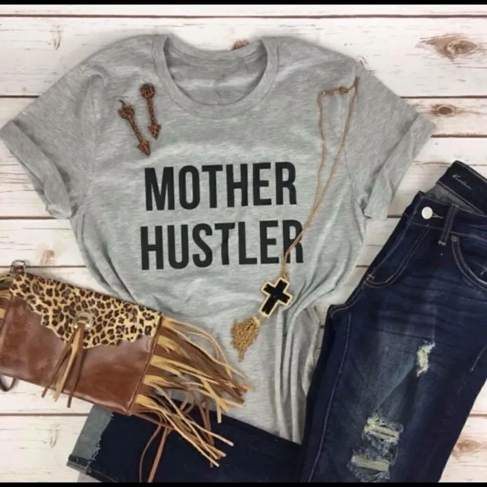 Womens Mother Hustler Graphic Cotton Tee Shirt L
